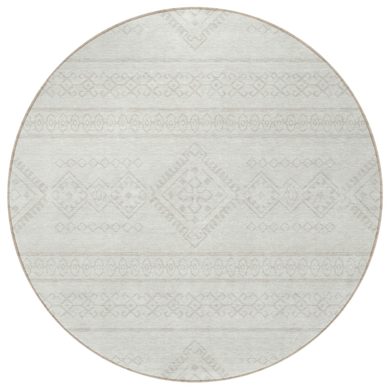 Tapis rond ivoire et argenté rond 8 pi Southwestern
