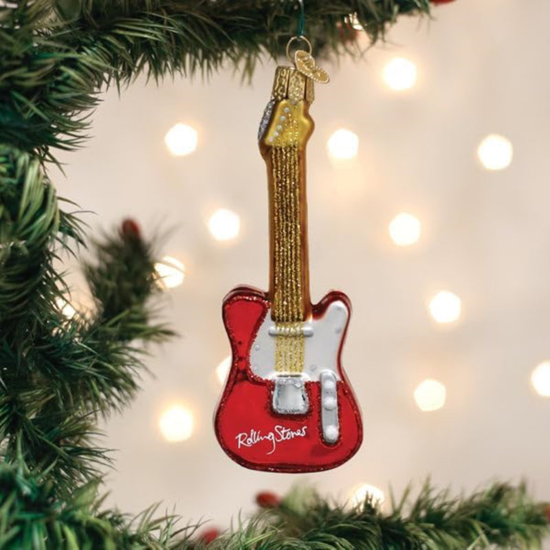 Old World Christmas Blown Glass Ornament for Christmas Tree, The Rolling Stones Guitar