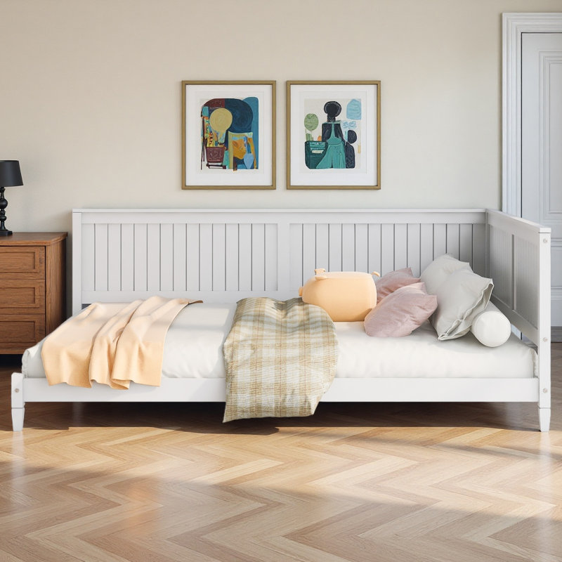 Lit plateforme Classic Mid-Century, Lit simple, Blanc