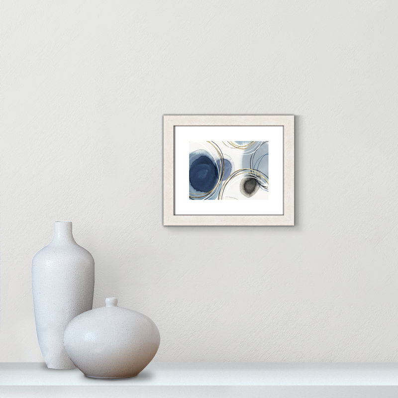 Infini indigo - Art encadré autoportant, Cadre à grain de bois blanc, H 26 po x l 32 po x P 1,125 po