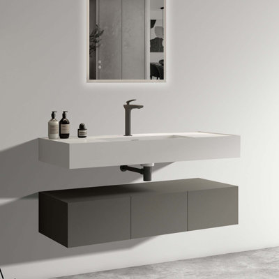 Meuble-lavabo mural avec lavabo et 3 portes à fermeture douce