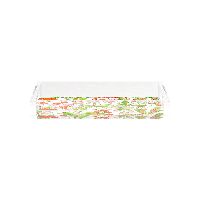 Plateau rectangulaire en acrylique Plumeria, L 12,5 po x P 7,75 po x H 2 po