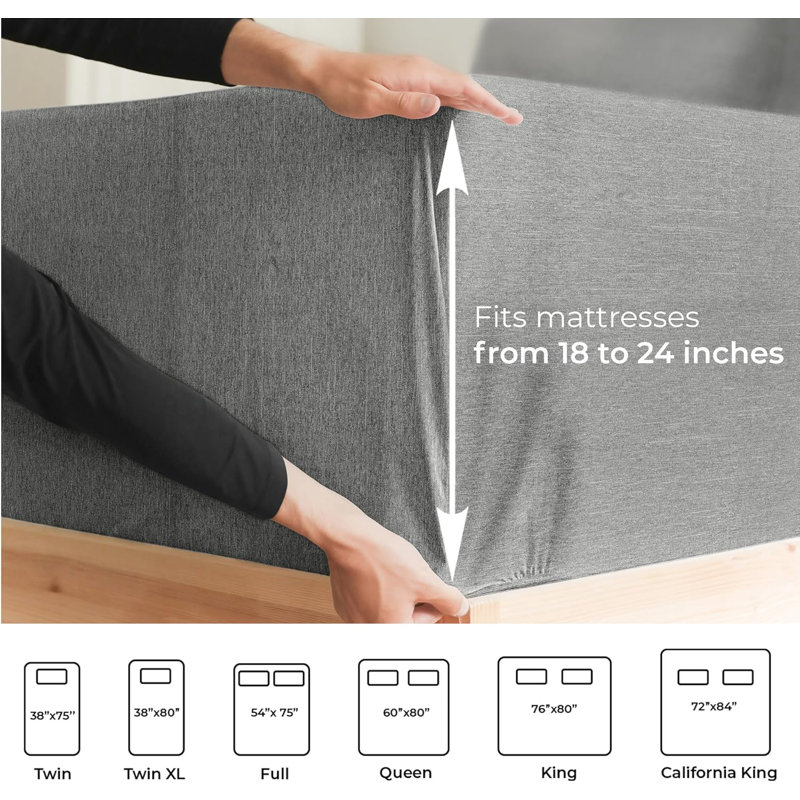Extra Deep Pocket Sheet Set, Cooling & Breathable Bed Sheets, Soft Hotel Luxury Bedding, Fits 18–24 Inch Mattress