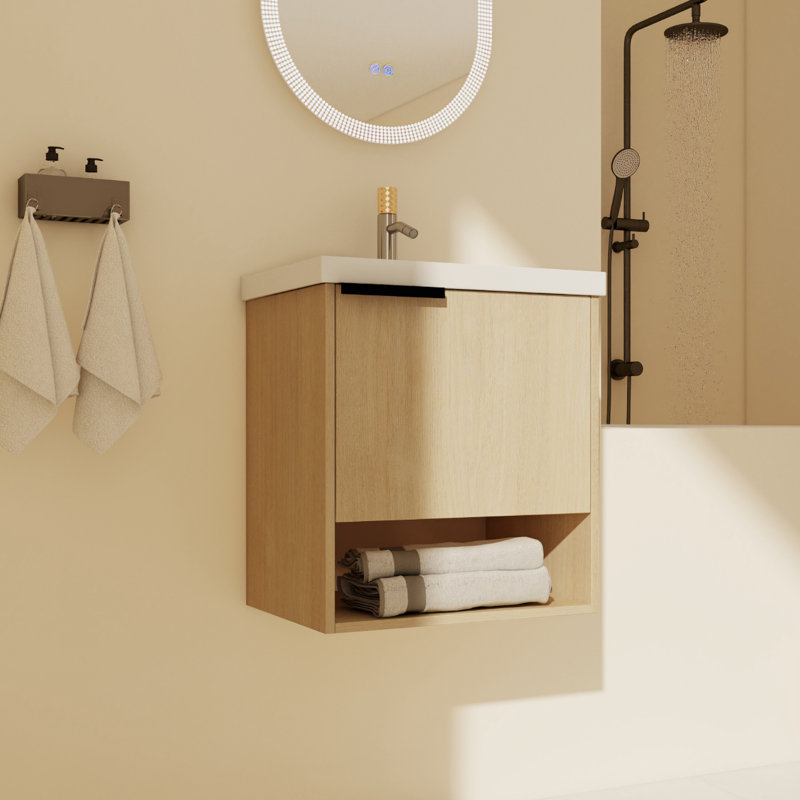Meuble-lavabo simple mural 19,93 po avec plateau en céramique Caileon