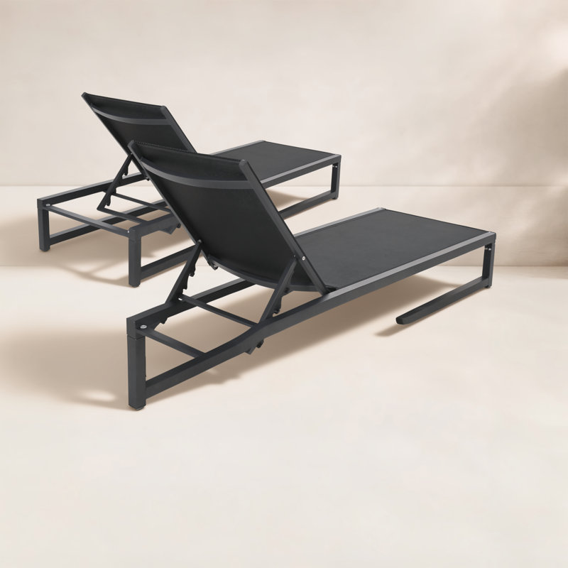 Quinn Aluminum Outdoor Chaise Lounge, Black
