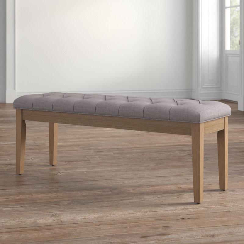Dukinfield Upholstered Bench, Gray Linen, Natural