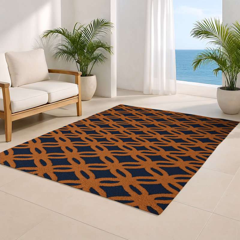 Trellis Brown Indoor and Outdoor Area Rug, Rectangle 4' x 6'
