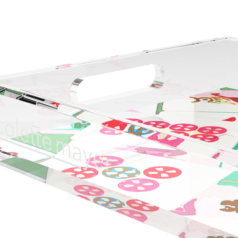 Plateau décoratif Mahjong, L 17 po x P 10,5 po x H 2 po, Roses, Rectangulaire