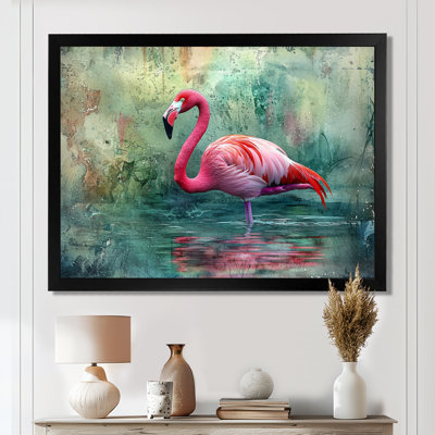 Flamingo In The Lagoon I - flamingo Canvas Wall Art