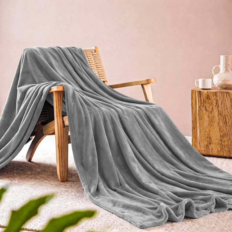 Jeté en molleton double face vison doux et chaud, Très grand (90 po x 108 po), Argent