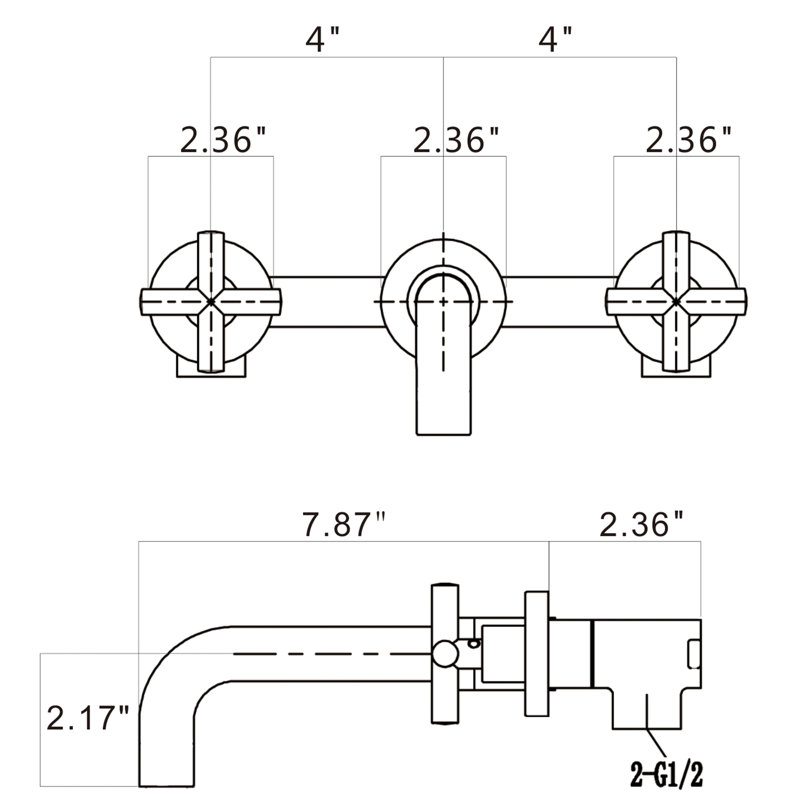 Wall Mounted Optional 2-handle Bathroom Faucet, Matte Black