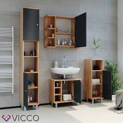 Cali-May Surface Mirrored Bathroom Cabinets with Mirror and 5 Adjustable Shelves