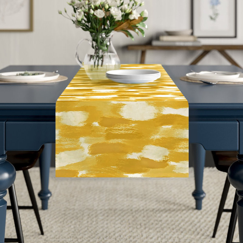 Chemin de table Maribeth, 72 po x 16 po, Jaune, Géométrique 1