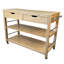 Solid Bamboo Kitchen Cart 2 Drawer 2 Shelf