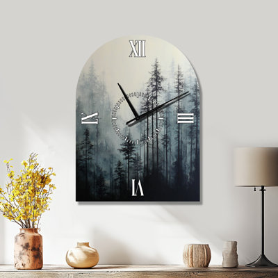 Horloge murale silencieuse forêt grise