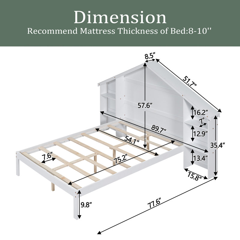 Lit plateforme avec rangement Hurlee, Blanc, Double