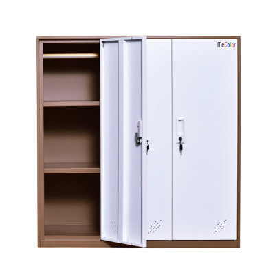 Armoire de rangement à 3 portes avec tablettes et serrure à clé