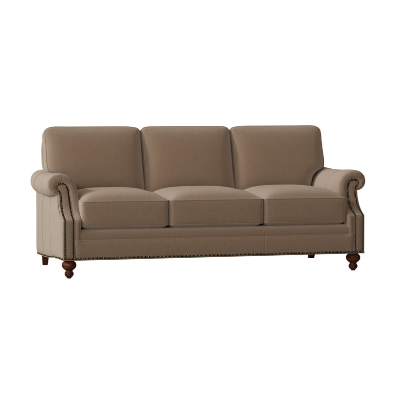West Sofa, Natural, Mahogany, Aline Fumo Genuine Leather