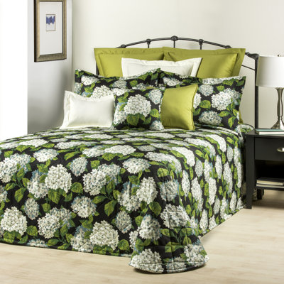 Hydrangea Onyx Traditional Cotton Floral Bedspread