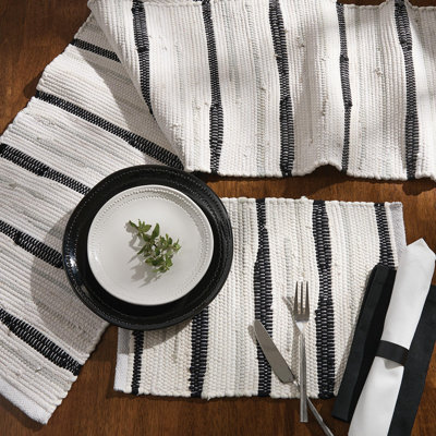  Foster Black Stripes Table Runner 15" x 72"