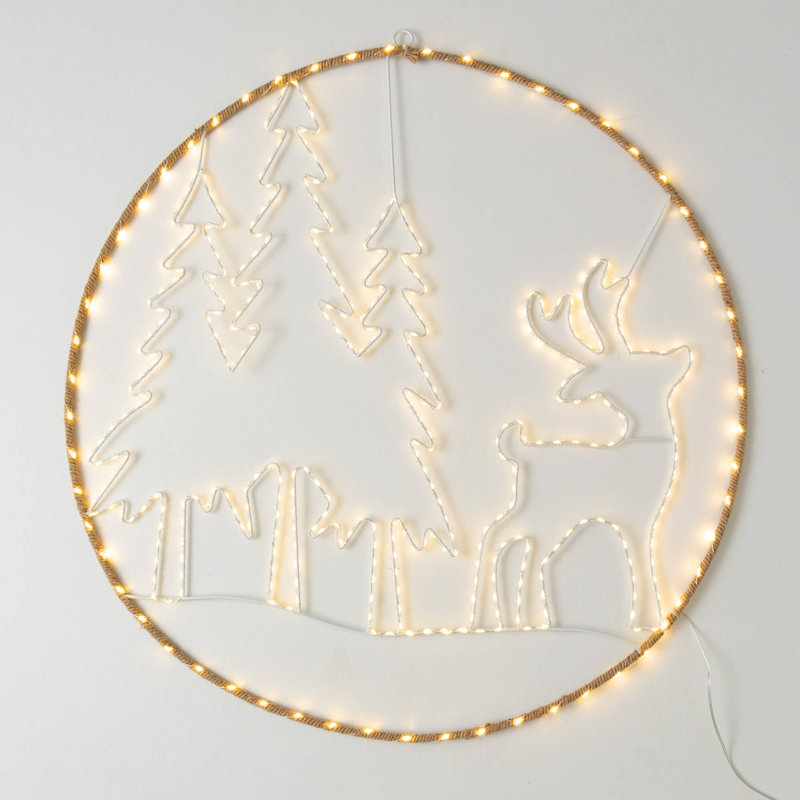 Décoration murale de Noël 30 po, cerf à DEL, blanc