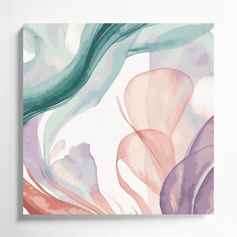 Aquarelle sur toile grise abstraite, H 32 po x l 32 po