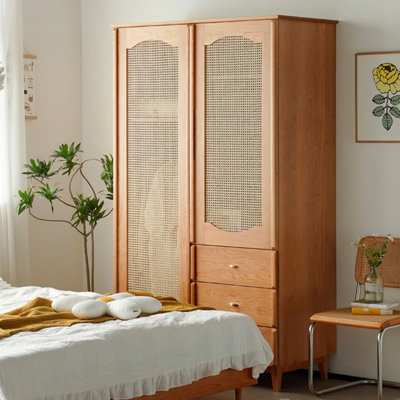 Nordic Retro Rattan Wardrobe