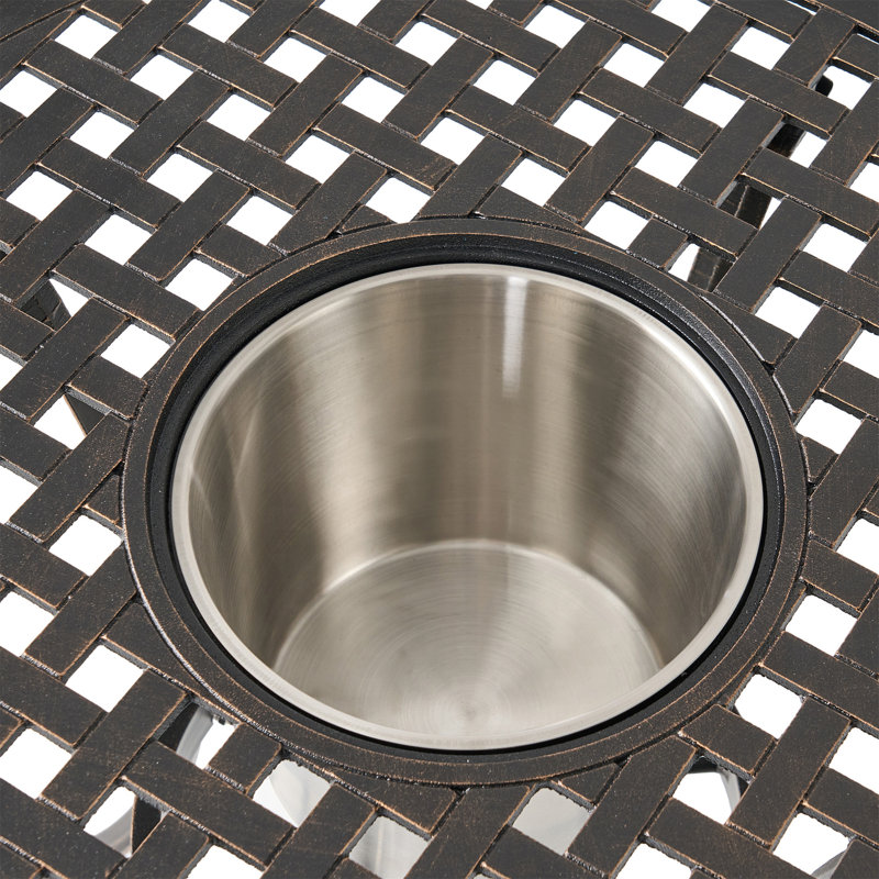 Ensemble bistro 3 pièces en fonte d'aluminium avec seau à glace intégré