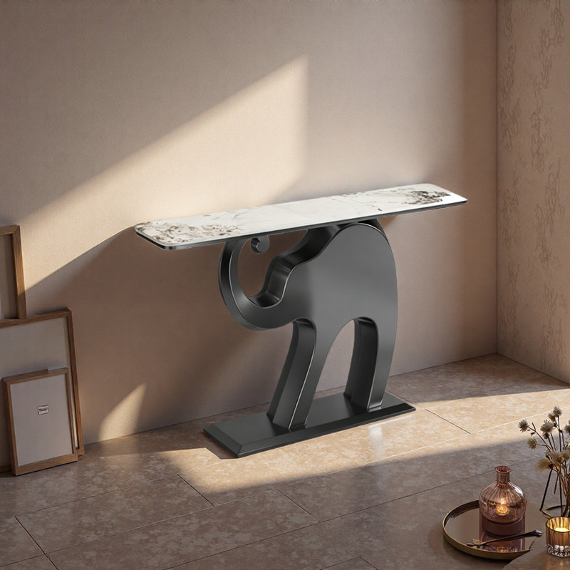 Comptoir d'entrée simple et moderne en acier inoxydable, 33.46" H x 54.33" W x 13.78" D, Noir