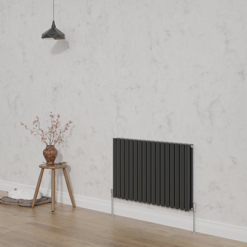 Shirly Horizontal Oval Panel Radiators, Anthracite, 60cm H x 100.3cm W, 2