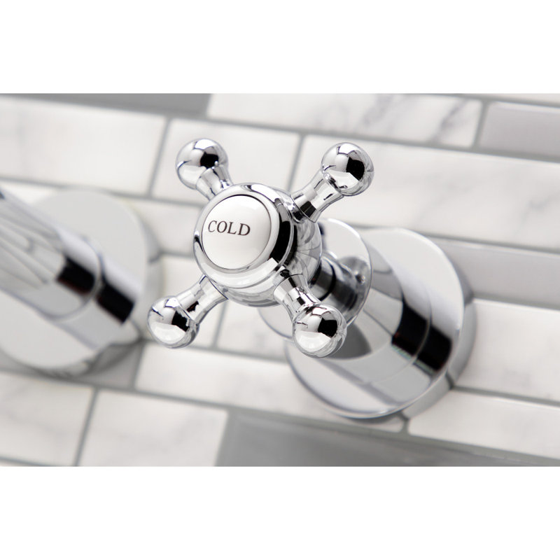 Kingston Brass Metropolitan Two-Handle 3-Hole Wall Mount Roman Tub Faucet, Polished Chrome