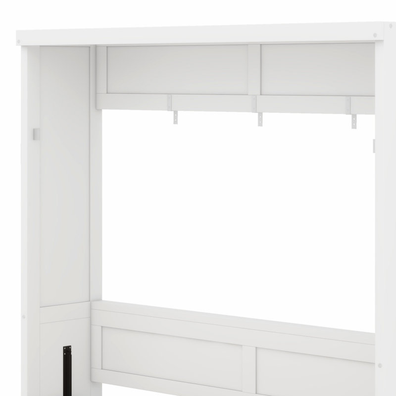 Lit escamotable compact se pliant dans une armoire pour les petits espaces, White, Full / Double