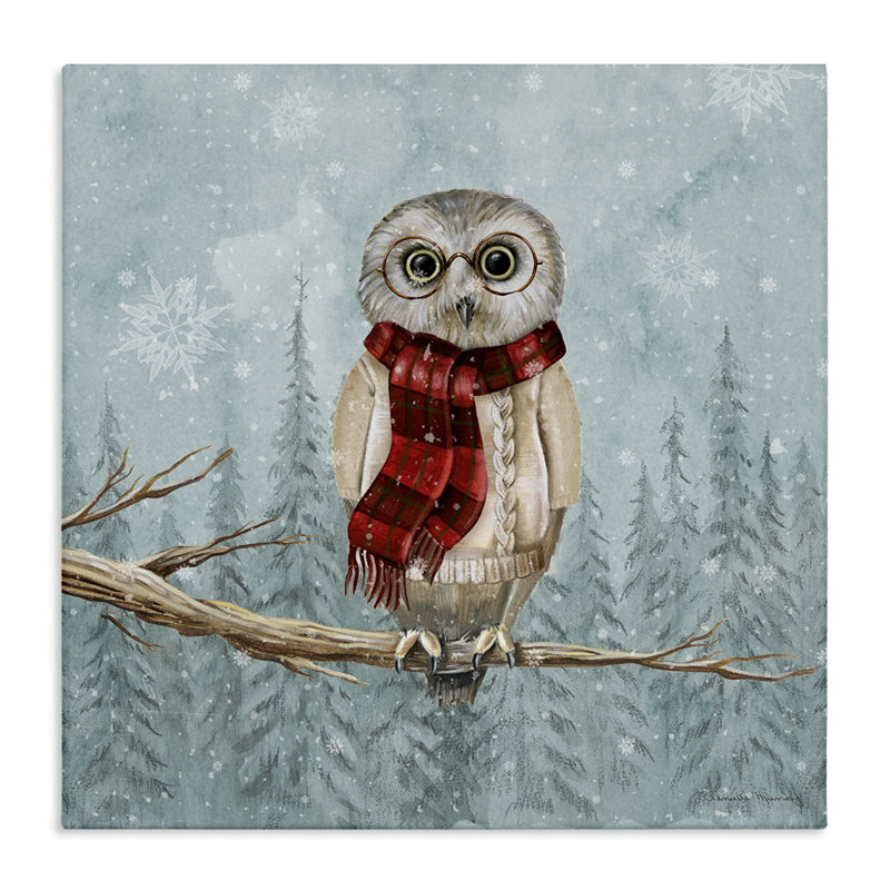 Winter Woodland Owl Canvas Wall Art, design by Danielle Murray, 17" H x 17" W