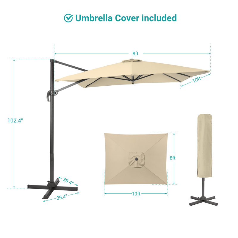 Rotha 120'' x 96'' Rectangular Cantilever Umbrella, Sand