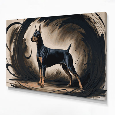 Dogs Doberman Pinscher Black Canvas Wall Art