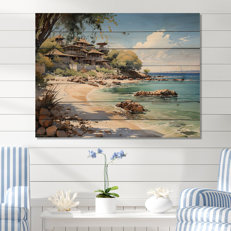 Negril Beach, Jamaïque I sur bois, H 10 po x l 20 po x P 0,78 po