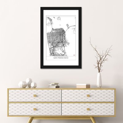 «San Francisco Minimal Urban Blueprint Map», impression sur toile