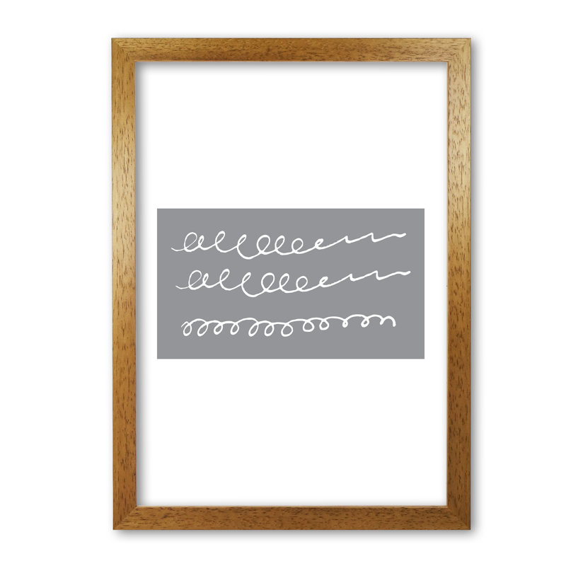 Grey Rectangle Swirls Abstract - Print, Honey Oak Frame, 30 cm H x 21 cm W x 5 cm D