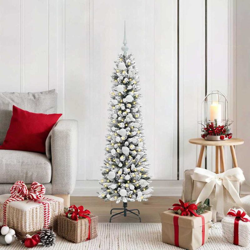 Artificial Christmas Tree with 150 LEDs Green and white 120 cm, White