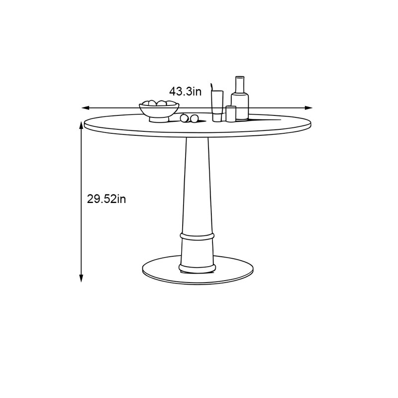 Ash solid wood round dining table, 29.52”H x 40.3”L x  40.3"W