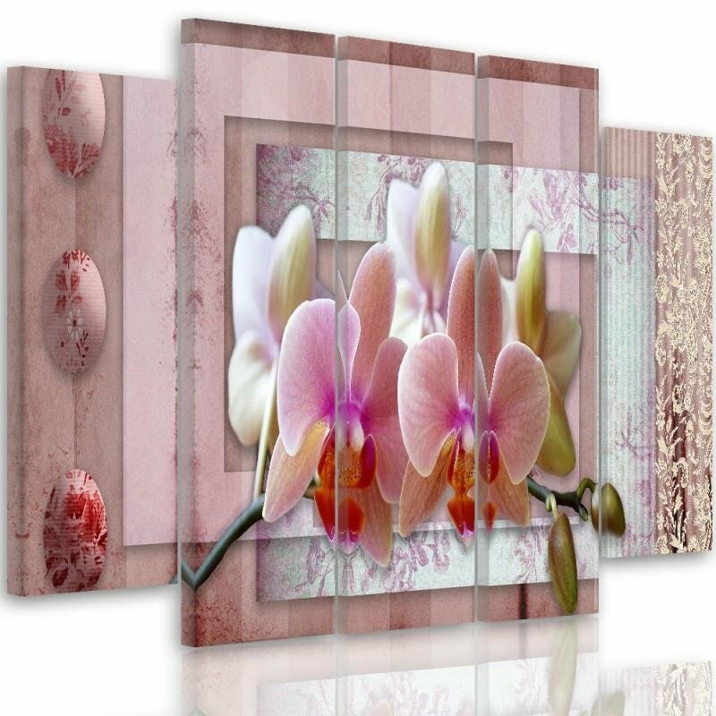 5-tlg. Leinwandbilder-Set Pink Orchid