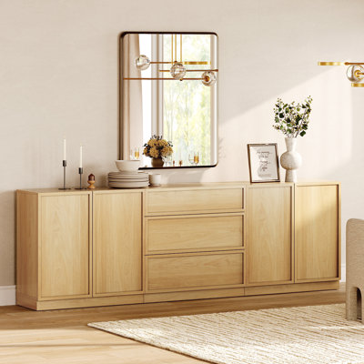 Buffet moderne 94,5 "avec 3 tiroirs et tablette réglable, buffet multifonctionnel avec grand rangement et tablette réglable