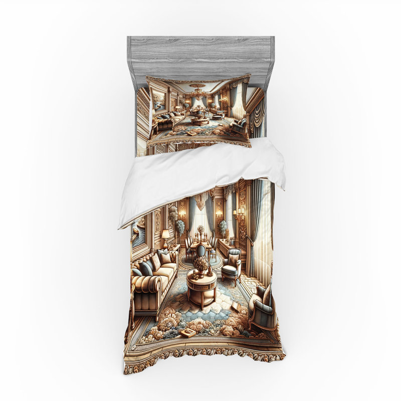 Ensemble de literie classique Ambesonne et gingembre et bleu, Housse de couette simple + 6 pièces supplémentai
