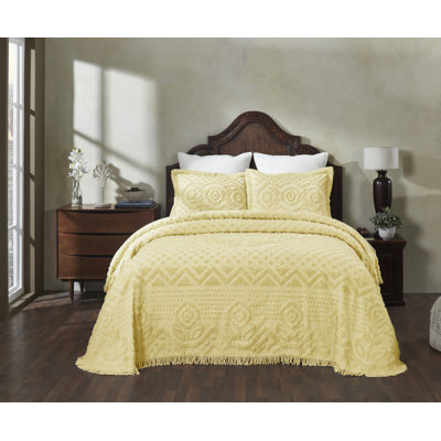Heirloom Collection Machine Washable 100% Cotton Chenille Coverlet / Bedspread Lush & Comfortable Bedding Medallion Pattern Fit All-Season
