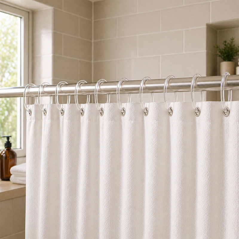 Solid Plastic Shower Curtain Hooks Rings, Transparent