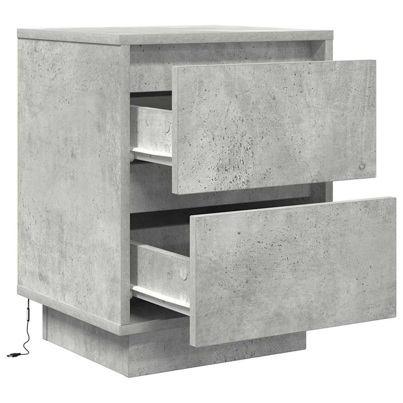 Darlisha 38cm W Manufactured Wood Bedside Table, 2, Concrete Grey