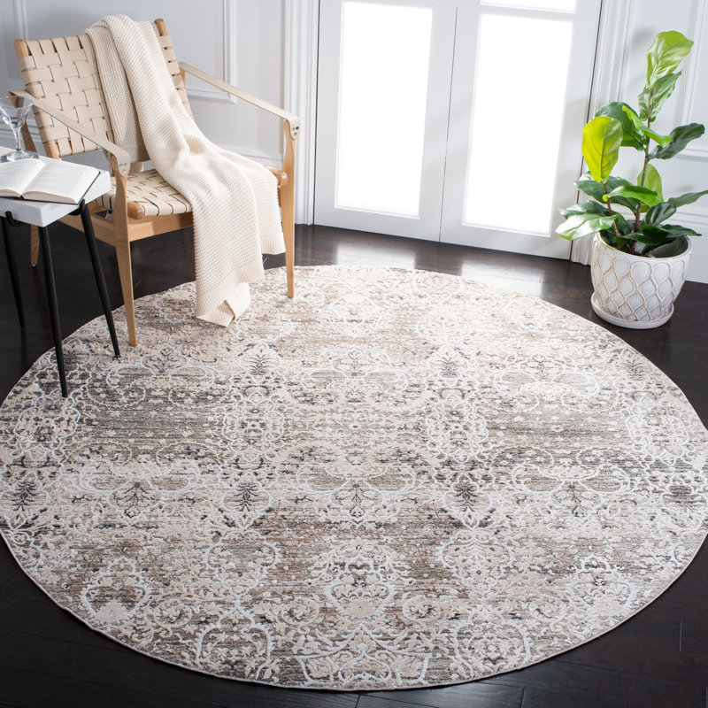 Mayflower Performance Damask Rug, Round 6'7"