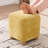 Cube Pouf Ottoman, Acacia Wood Frame Chenille Fabric Vanity Stool-Upholstered Floor Chair Fully Assembled-1471448146