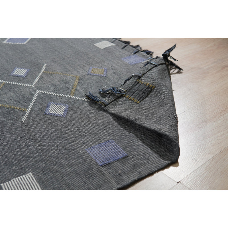 4x6 Gray Flat Weave Wool Diamond Constellation Geometric Modern Contemporary Carpet Rug
