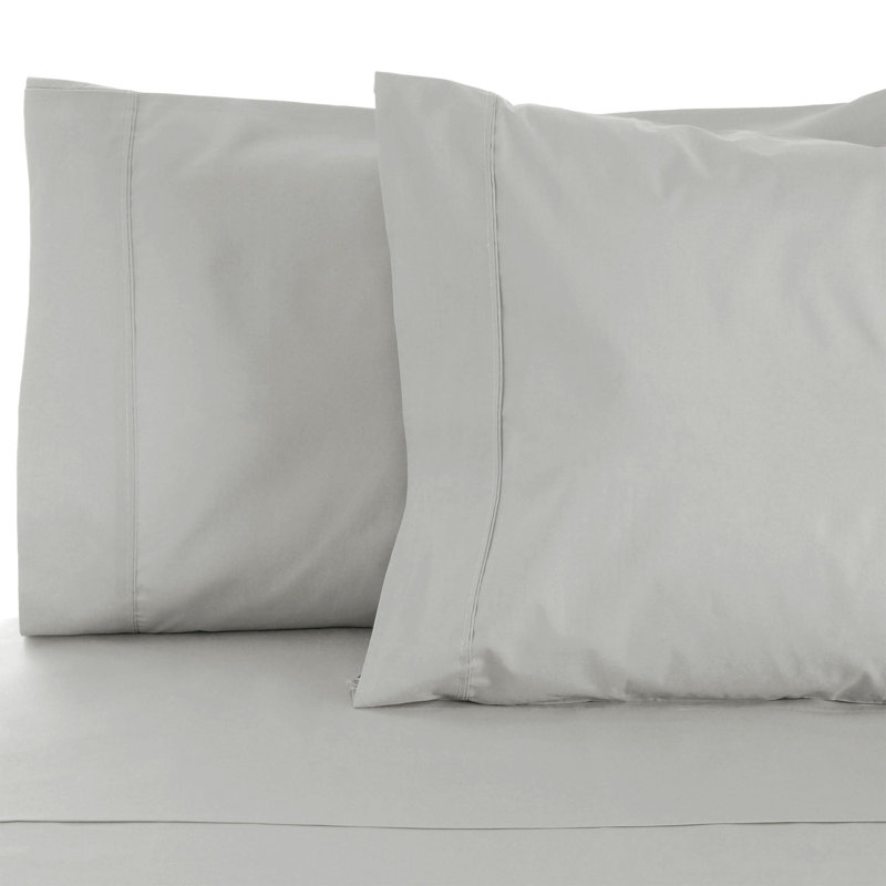 Taie d'oreiller unie en coton égyptien Edmont, Standard, Platine